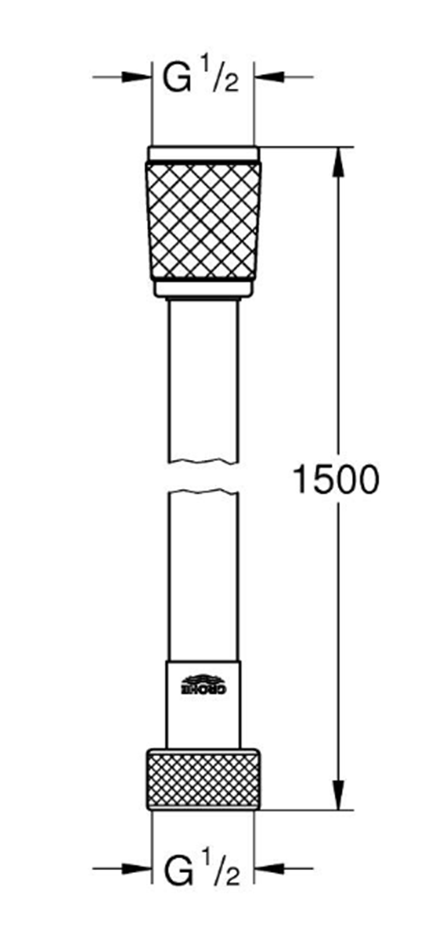 Wąż prysznicowy Grohe Rotaflex 28409001 rys techniczny