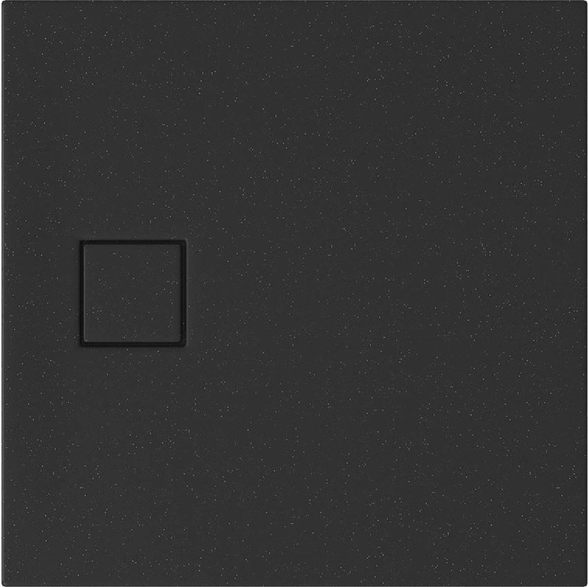 Brodzik kwadratowy czarny mat + syfon, 80x4 cm Cersanit Tako Slim