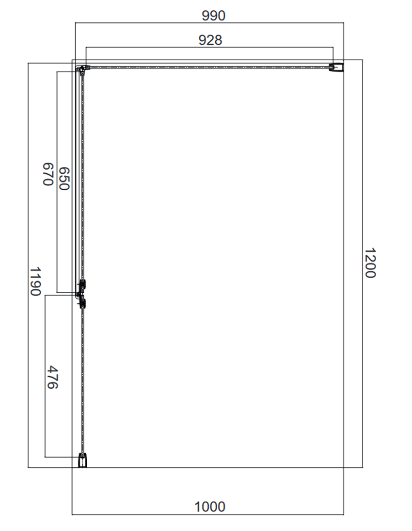 Kabina prysznicowa prostokątna z drzwiami uchylnymi 120x100x195 cm Omnires Manhattan rysunek