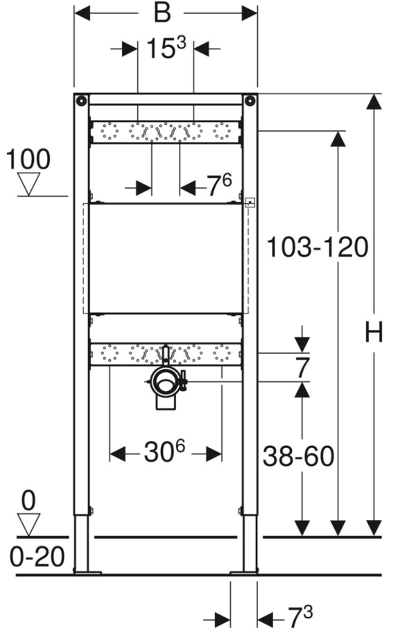 Element montażowy Geberit Duofix 111.450.00.1 rys techniczny