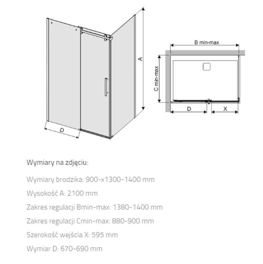 Kabina Sanplast Altus 600-121-0931-42-491 rys techniczny