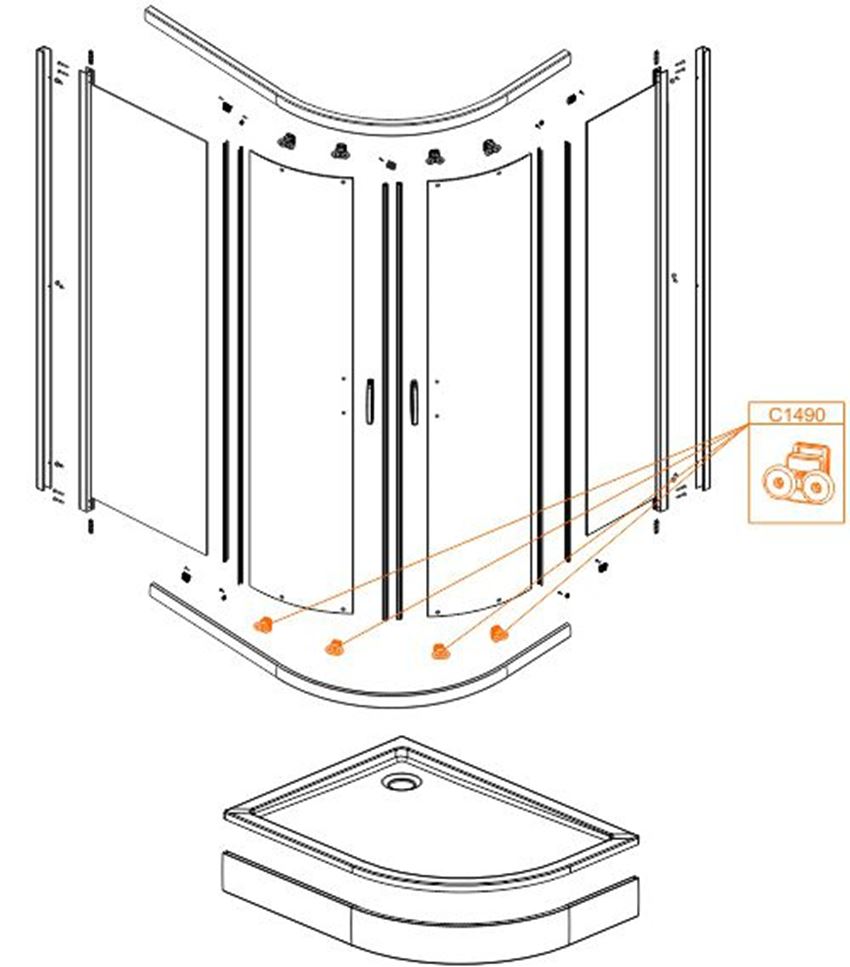 Wózek kompletny wypinany Sanplast rysunek