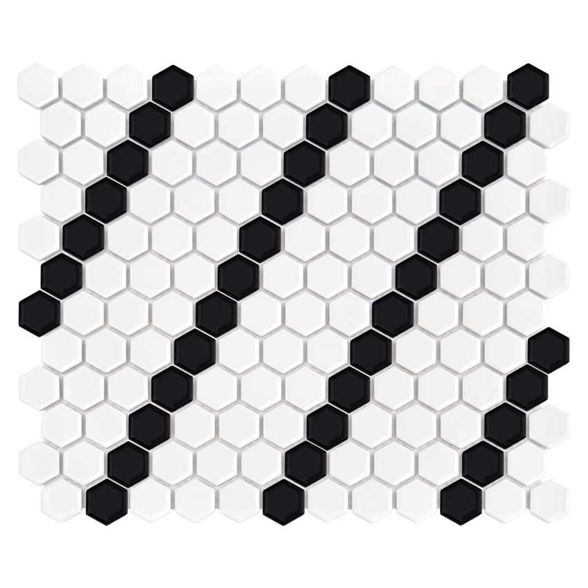 Mozaika gresowa 26x30 cm Dunin Hexagonic Mini Hexagon B&W Lean