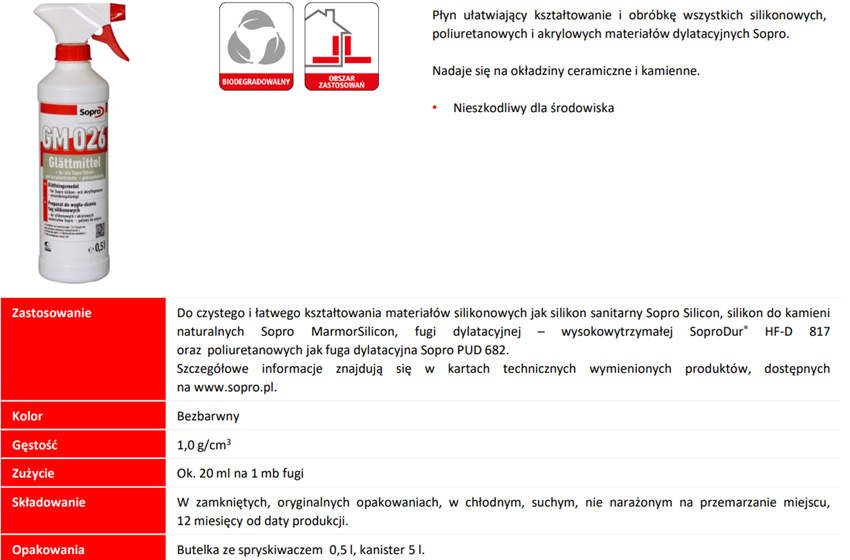 Preparat Sopro do fug dylatacyjnych Sopro GM 026 karta techniczna