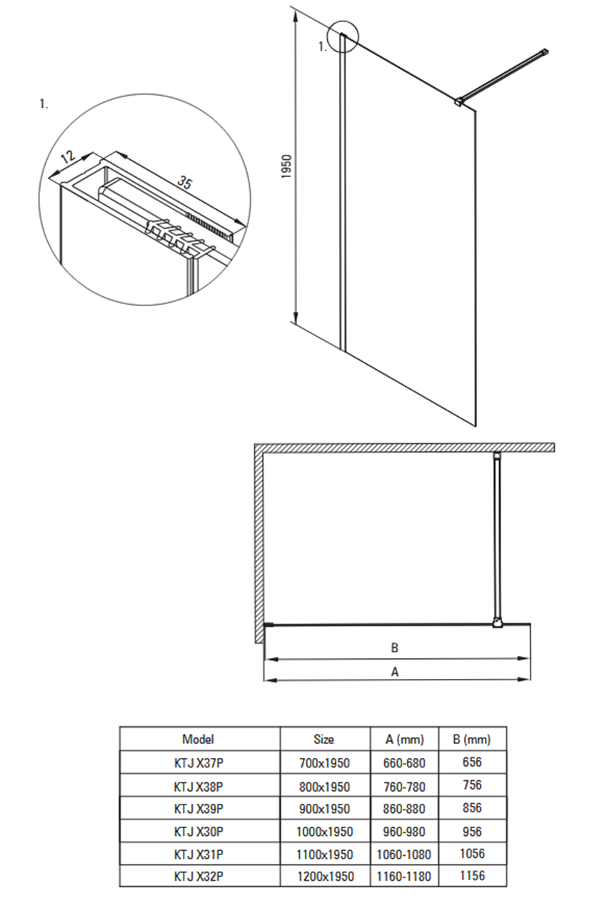 Kabina prysznicowa walk-in szkło przezroczyste profile złoty 80x195 cm Deante Prizma