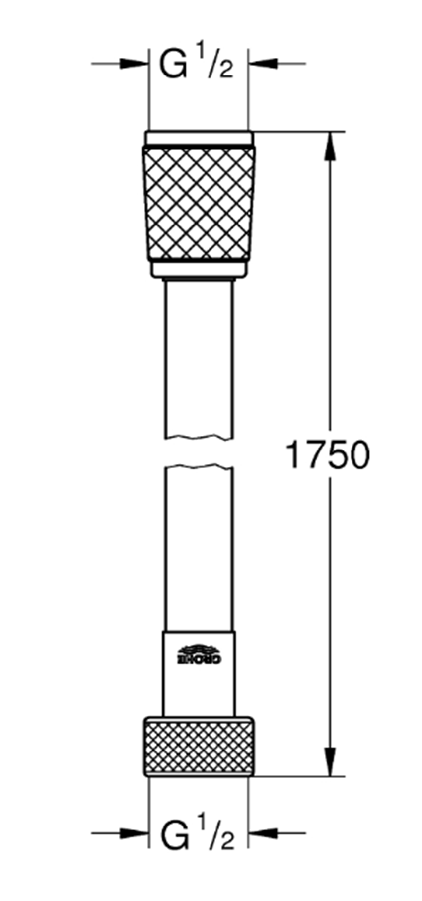Wąż prysznicowy Grohe Rotaflex 28410001 rys techniczny