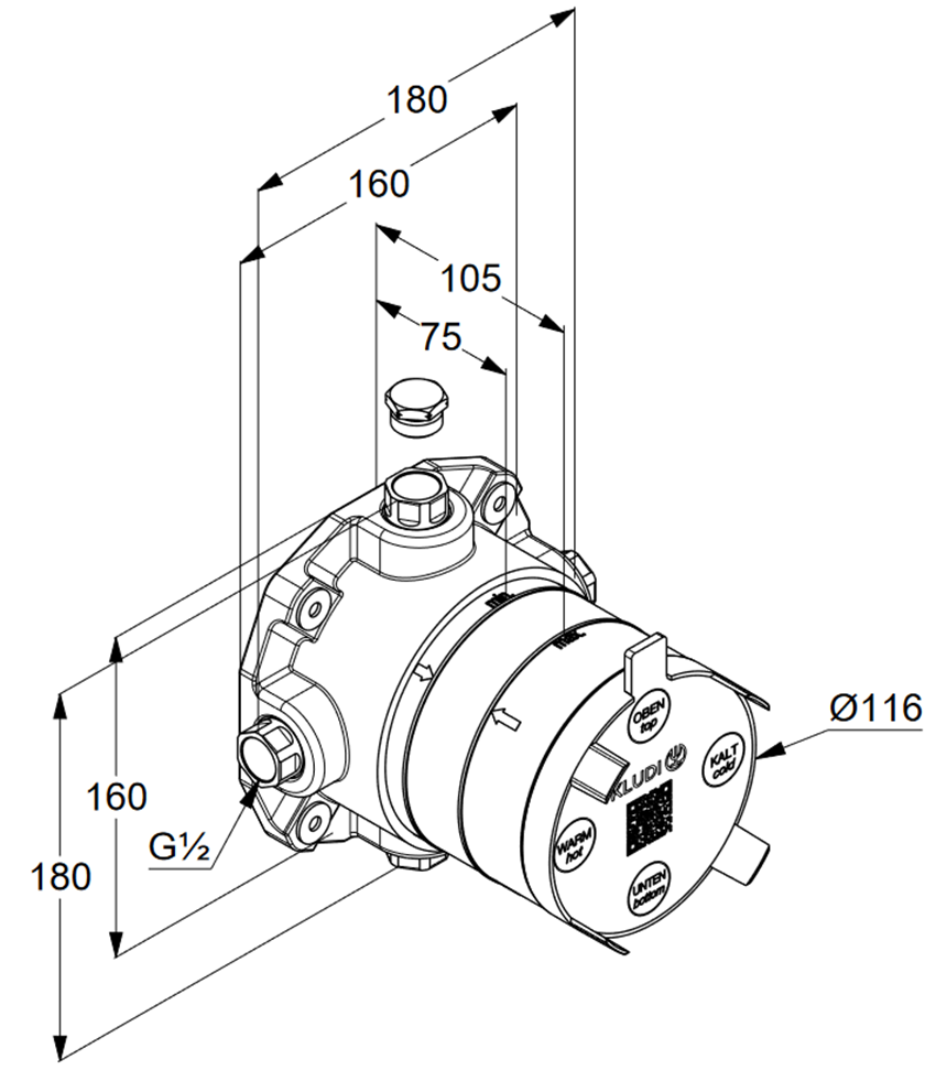 Element podtynkowy DN 20 Kludi SLIM.BOXX rysunek