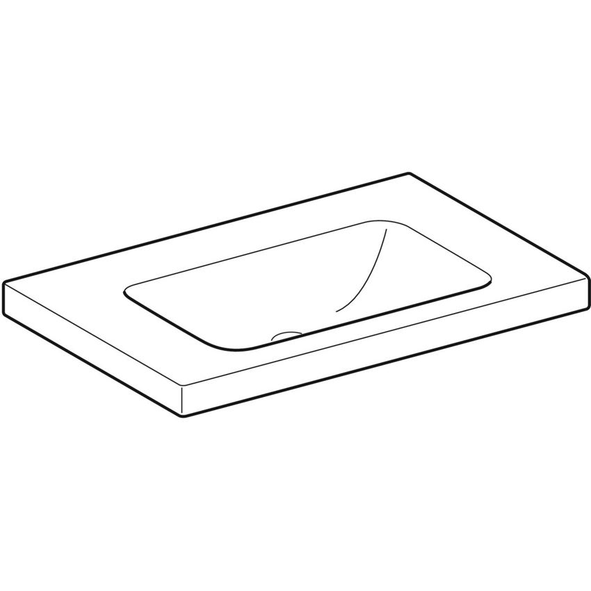 Umywalka ścienna bez otworu na baterię bez przelewu 75 cm Geberit iCon Light rysunek