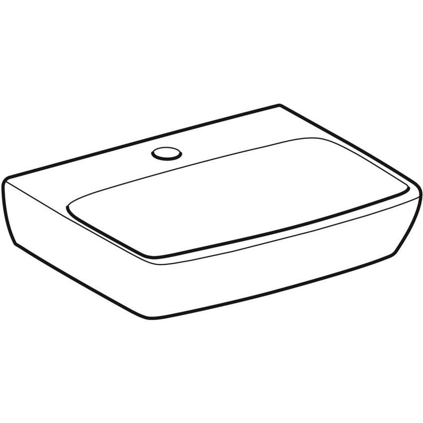 Umywalka kompaktowa prostokątna z otworem na baterię bez przelewu 45 cm Geberit Selnova Square rysunek