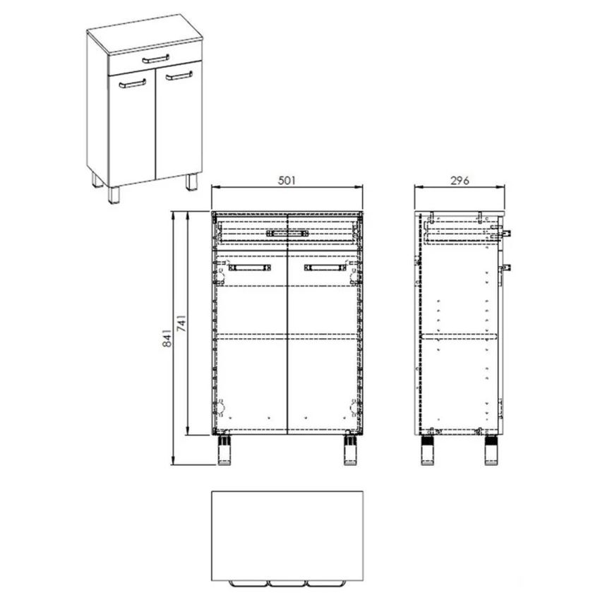 Komoda stojąca 50x84 cm biały połysk Elita Sunn 50 2D 1S White HG rysunek