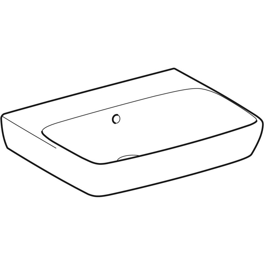 Umywalka prostokątna bez otworu na baterię z przelewem 55 cm Geberit Selnova Square rysunek