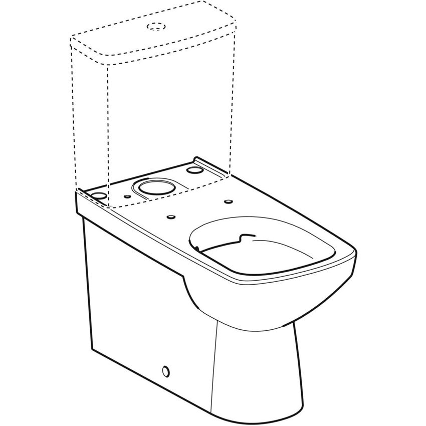 Miska WC stojąca Rimfree do spłuczki nasadzanej lejowa Geberit Selnova Square rysunek