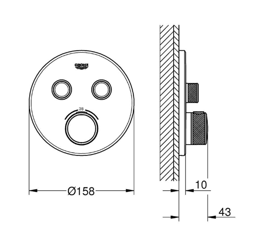 Bateria termostatyczna Grohe Grohtherm SmartControl 29119000 rys techniczny