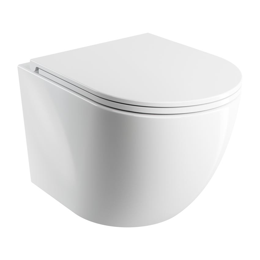 Miska WC wisząca bezkołnierzowa SILENT POWER z deską wolnoopadającą 49x37 cm biały połysk Ommnires Ottawa
