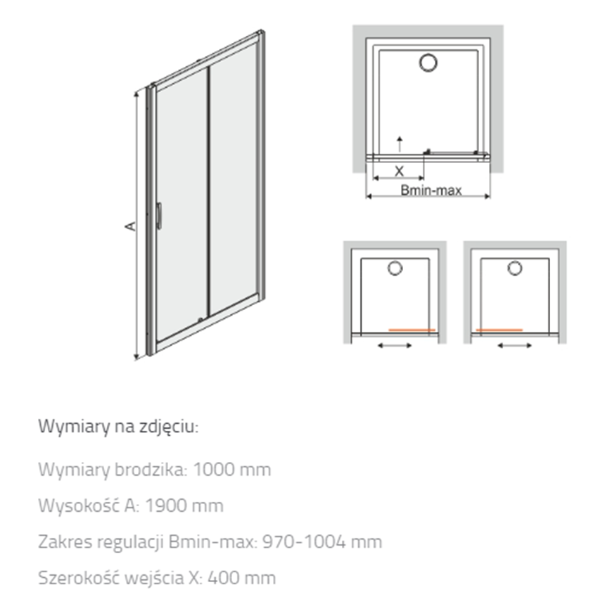 Drzwi wnękowe Sanplast TX 600-271-1110-38-231 rys techniczny