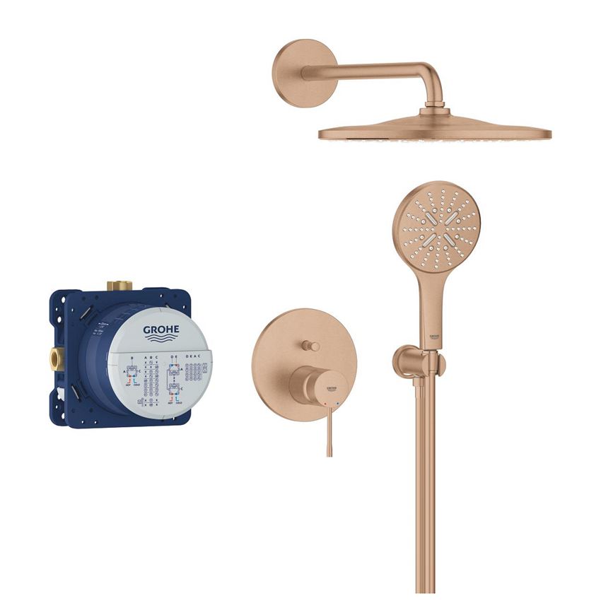 Zestaw prysznicowy podtynkowy z baterią i deszczownicą Rainshower Mono 310 brushed warm sunset Grohe Essence