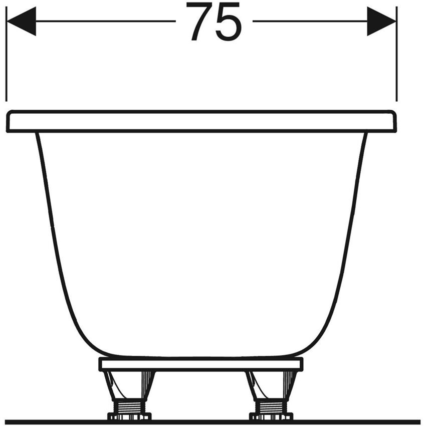 Wanna prostokątna z nogami slim 170x75 cm Geberit Tawa rysunek