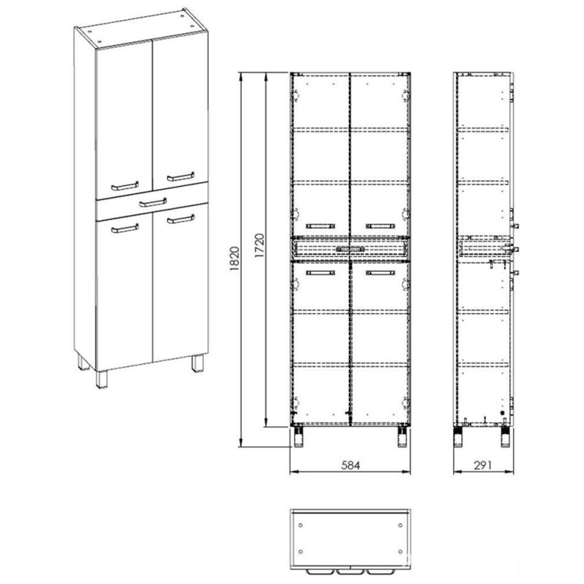 Słupek stojący 60x182 cm biały połysk Elita Sunn 60 4D 1S White HG rysunek