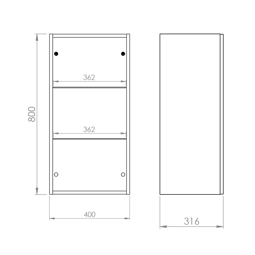  Szafka wisząca 40 cm Elita For All 40 1D (31,6) rysunek