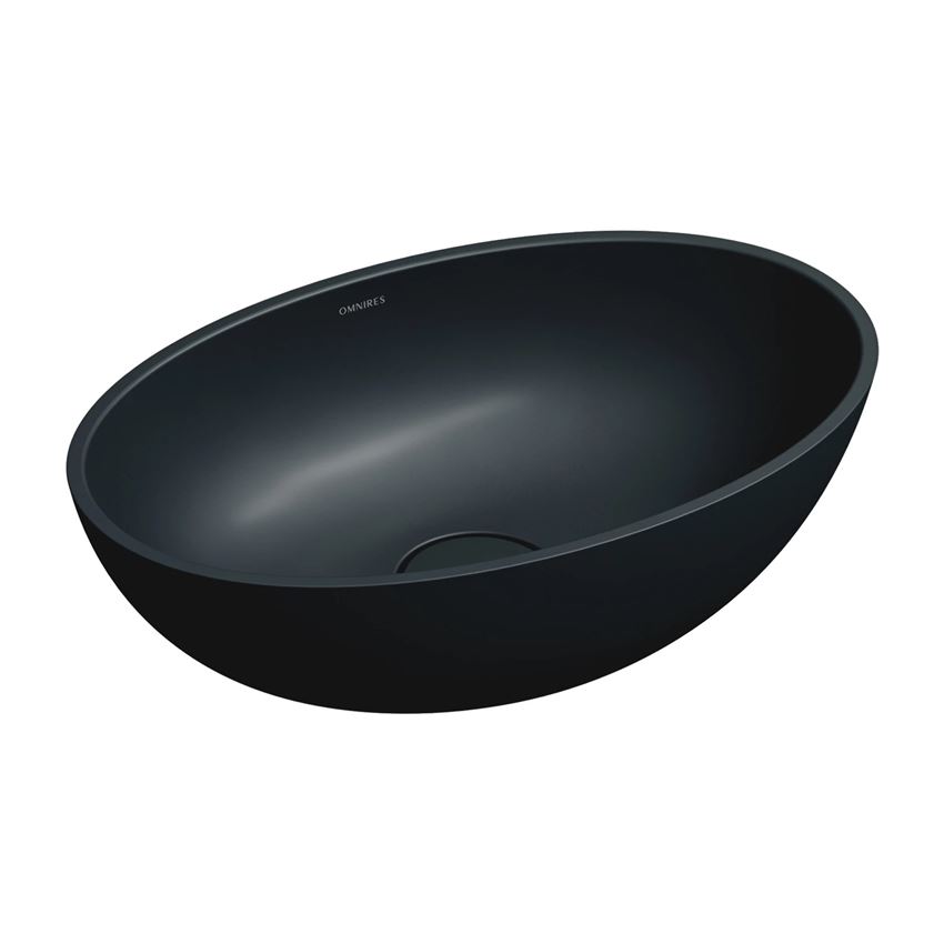 Umywalka nablatowa 50 cm black lava mat Omnires Shell