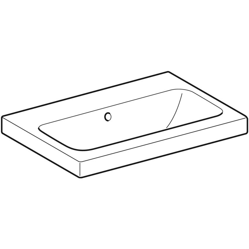 Umywalka krótka bez otworu na baterię z przelewem 60 cm Geberit iCon Light rysunek