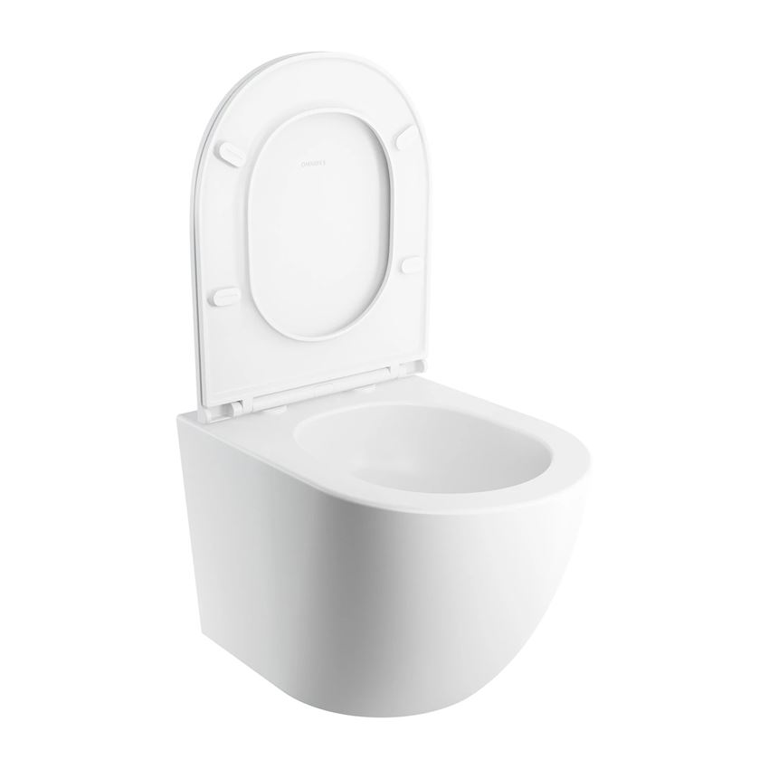 Miska WC wisząca bezkołnierzowa z deską wolnoopadającą 49x37 cm biały mat Omnires Ottawa Comfort