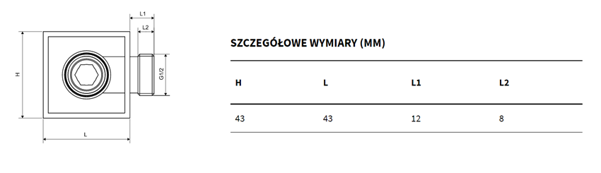 Przyłącze kątowe Excellent AREX.1020CR rys techniczny