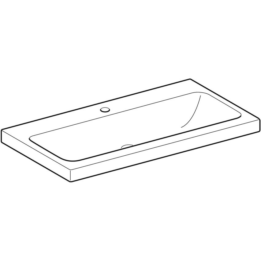  Umywalka ścienna z otworem na baterię bez przelewu 90 cm Geberit iCon Light rysunek