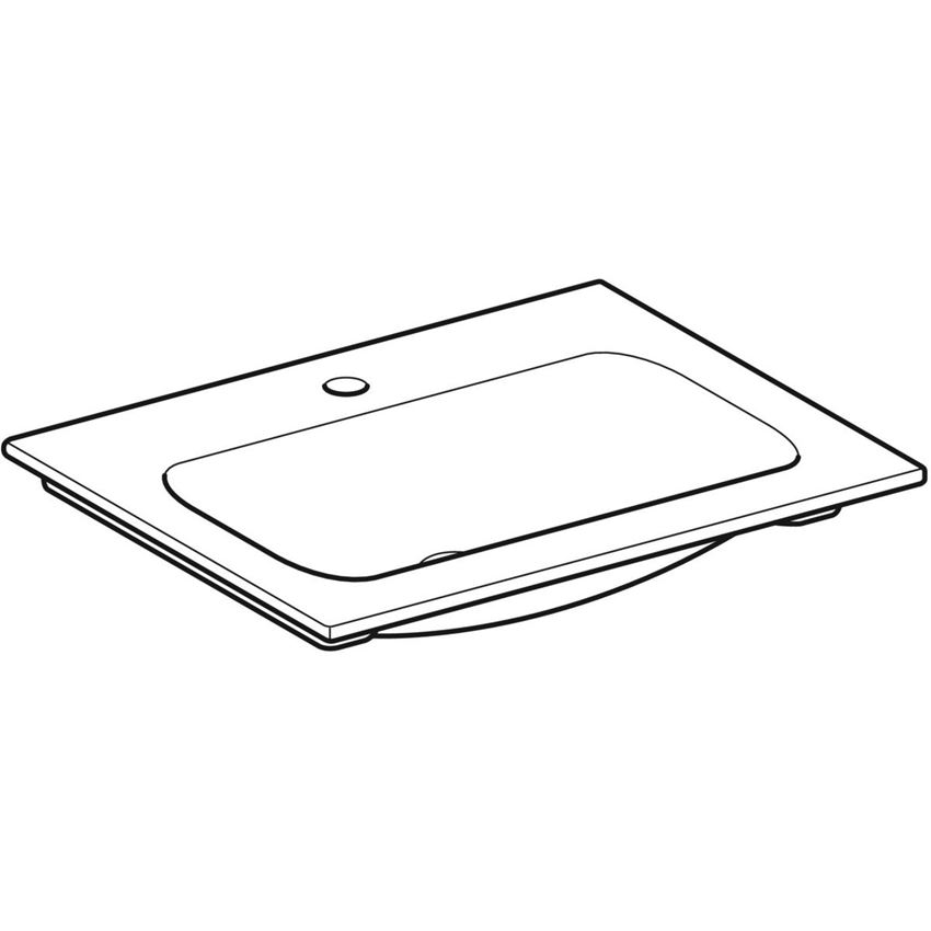 Umywalka meblowa prostokątna z otworem na baterię bez przelewu, 60 cm biała/KeraTect Geberit iCon rysunek