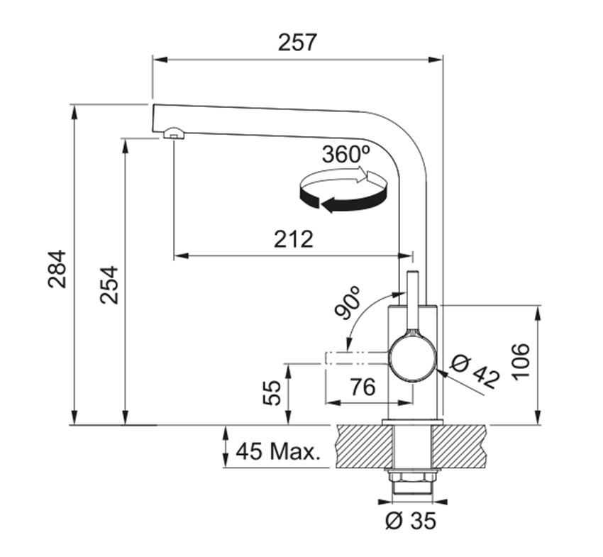 Bateria kuchenna Franke Lina L 115.0693.230 rys techniczny