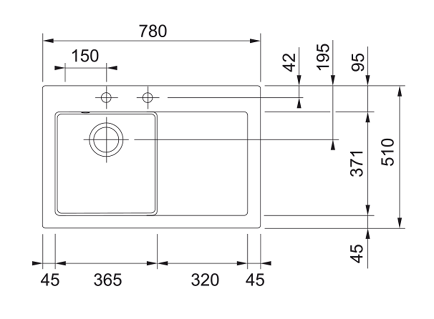 Zlewozmywak Franke Mythos MTK 611-78 124.0540.977 rys techniczny