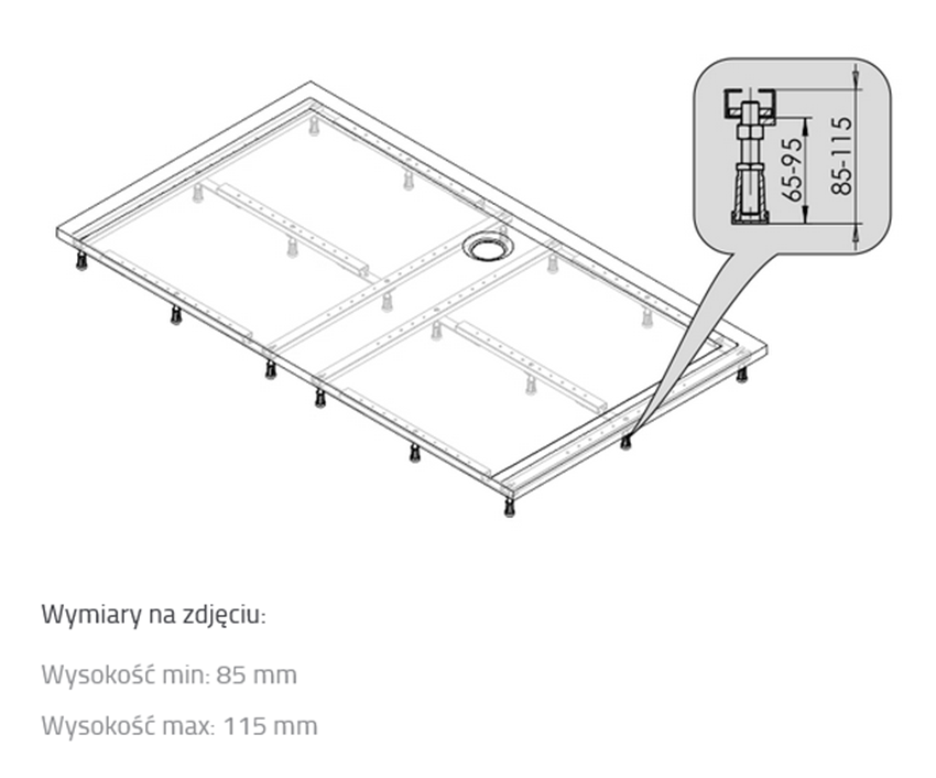 Stelaż do brodzika Sanplast STS-079 rysunek