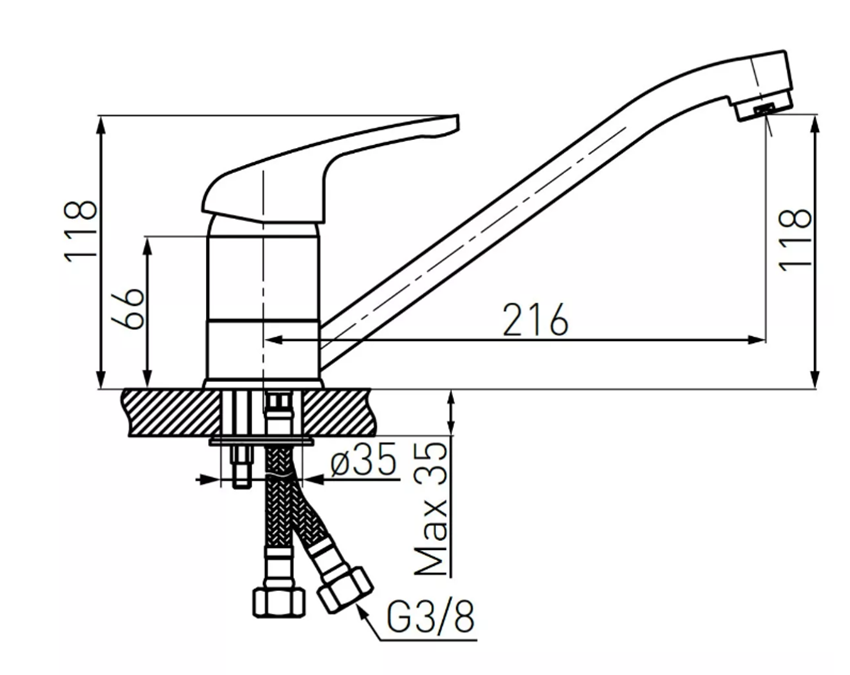 Bateria kuchenna Ferro Freya BFR4B rys techniczny