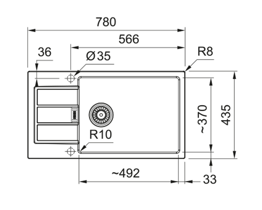 Zlewozmywak kompozytowy Franke Sirius 2.0 Slim S2D 611-78 XL 143.0618.650 rys techniczny