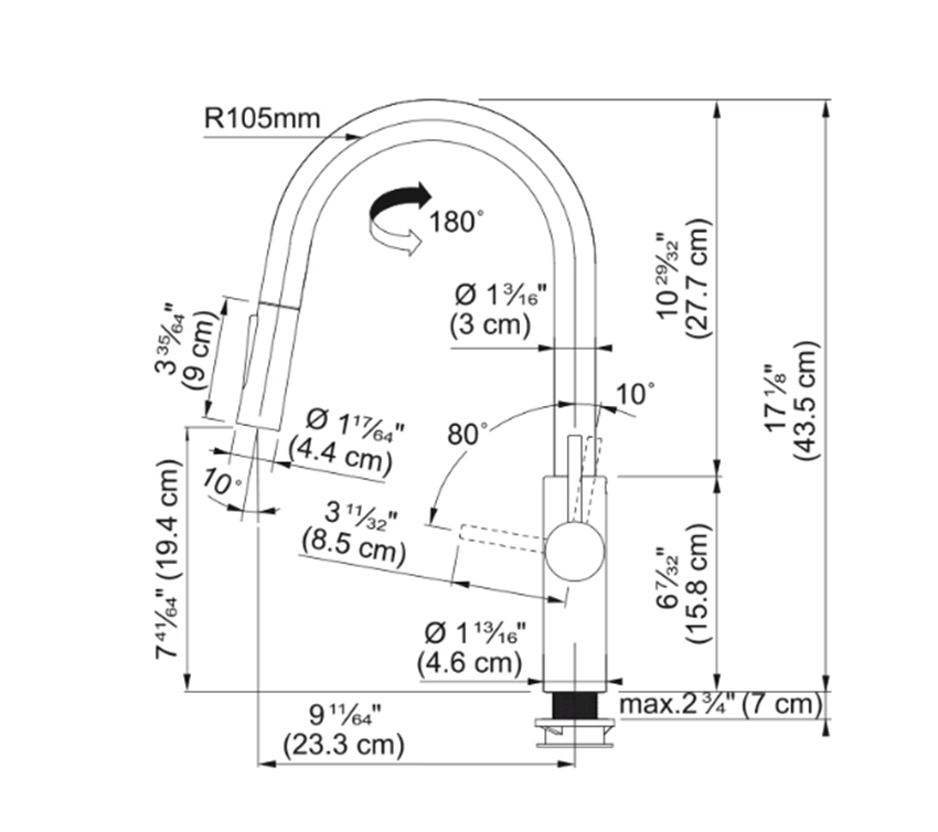 Bateria kuchenna Franke Pescara 115.0538.940 rys techniczny