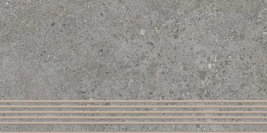 Płytka stopnicowa 29,8x59,8 cm Paradyż Authority Grey Stopnica Prosta Nacinana Mat