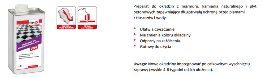 Impregnat do kamieni Sopro NFS 704 karta techniczna