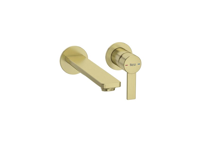 Bateria umywalkowa jednouchwytowa dwuotworowa podtynkowa brushed gold Roca Targa
