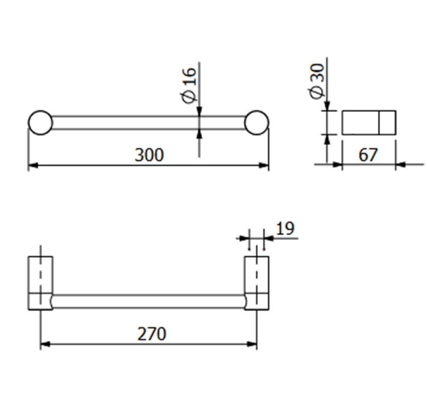 Wieszak na ręcznik 30 cm Kludi Vela R rysunek