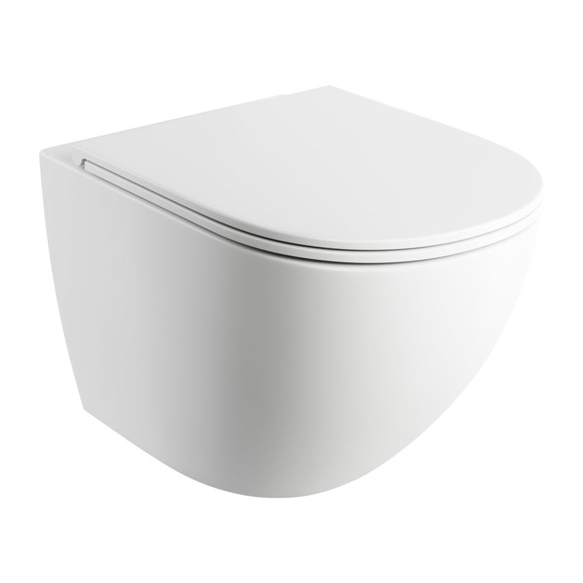 Miska WC wisząca bezkołnierzowa z deską wolnoopadającą 49x37 cm biały mat Omnires Ottawa 