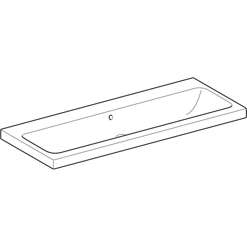 Umywalka ścienna bez otworu na baterię z przelewem 120 cm Geberit iCon Light rysunek