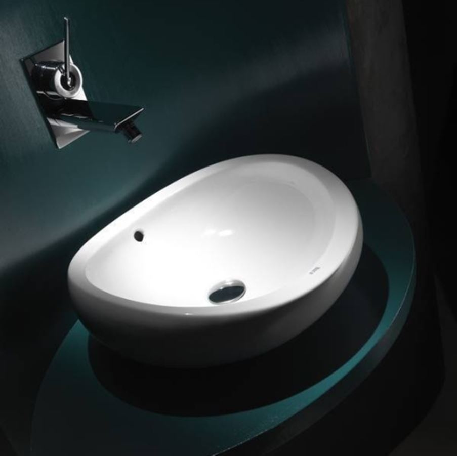 Urba - Lavabo rond en porcelaine vitrifiée - Blanc lustré | Kalia